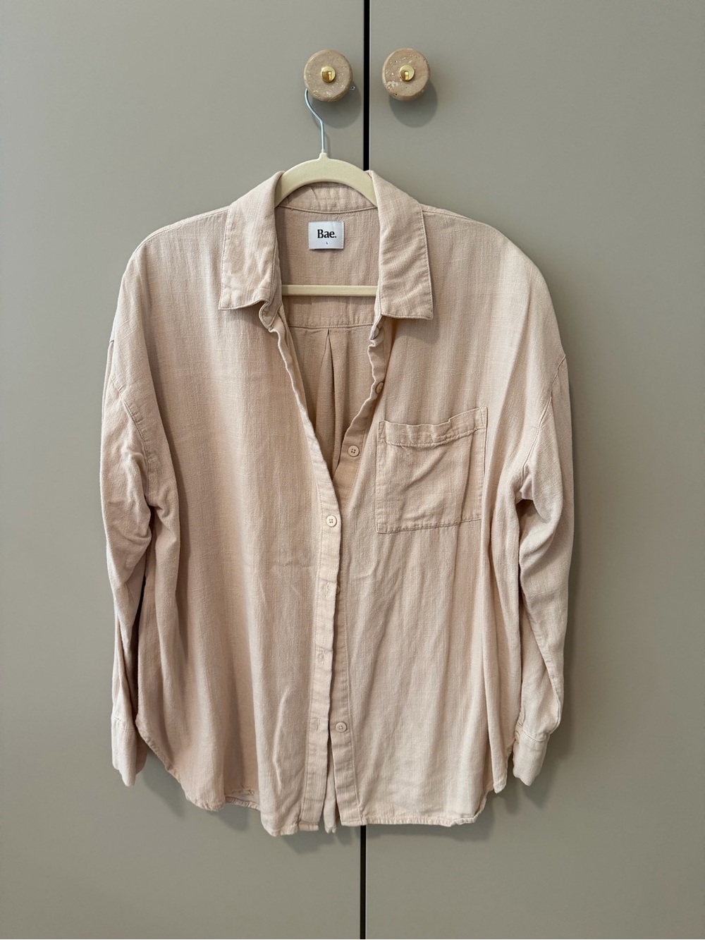 Bae. Button-Up Shirt in Almond